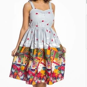 New Lindy Bop Bambi Blue Holland swing dress sz8